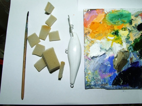 заготовка, маслянные краски, кисточка, поролон...